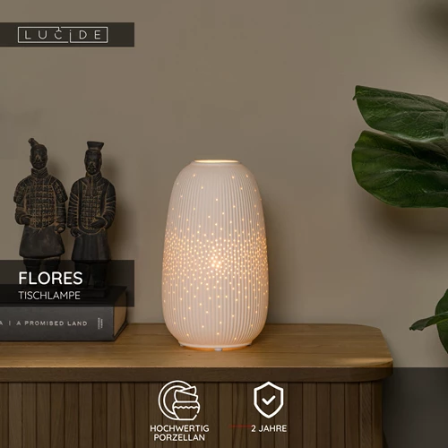 Lucide FLORES - Tischlampe - Ø 14,1 cm - 1xE14 - Weiß - USP
